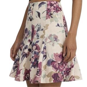 Lauren Ralph Lauren Floral Skater Skirt - Cream and Purple